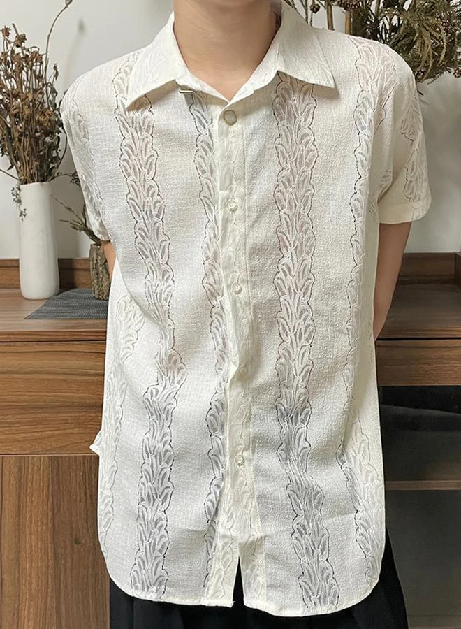 تايك تو قميص بارز الملمس بتداخلات دانتيل